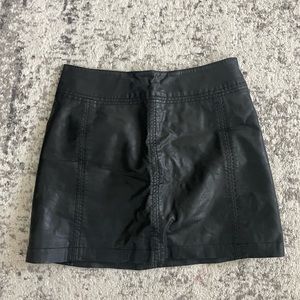 Free People Vegan Black Leather Skirt